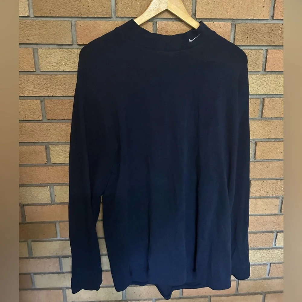 Nike Men's Logo Crewneck Pullover Knit Long Sleeve Shirt Navy Blue Size XL